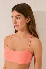 Women'secret Top bikini tejido naranja plisado naranja