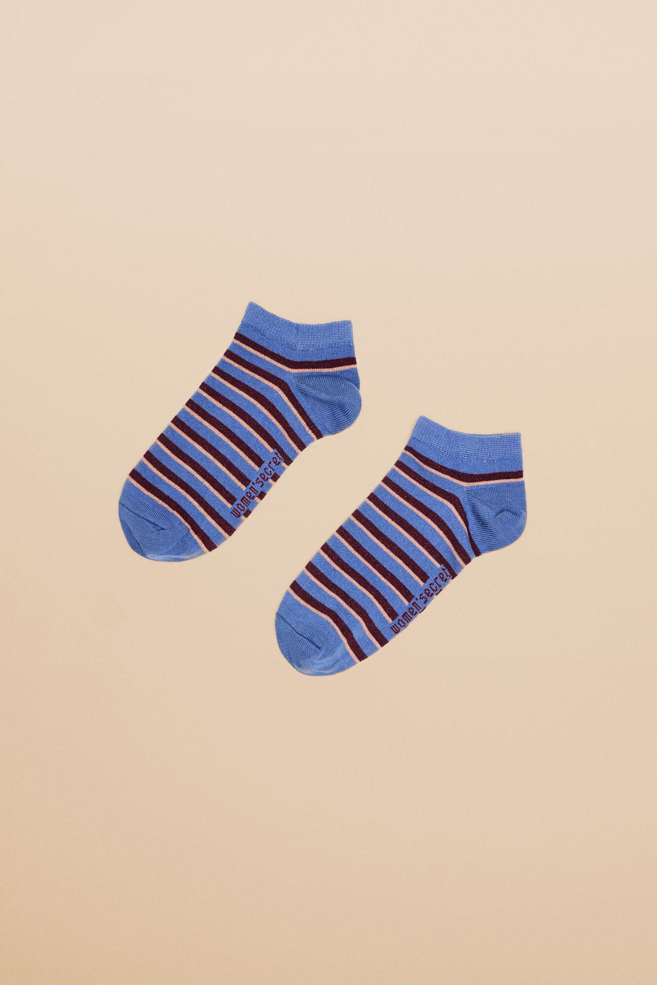 Women'secret Meias curtas algod&atilde;o riscas azul