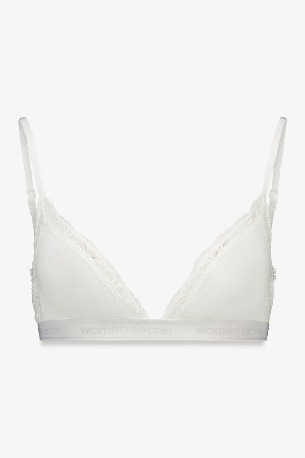 Women'secret Soutien triangular NATURAL em algod&atilde;o branco bege