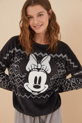 Women'secret Pijama comprido polar pelo Minnie Mouse preto