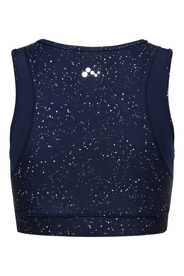 Only Play Sujetador deportivo con efecto metálico, color azul marino azul