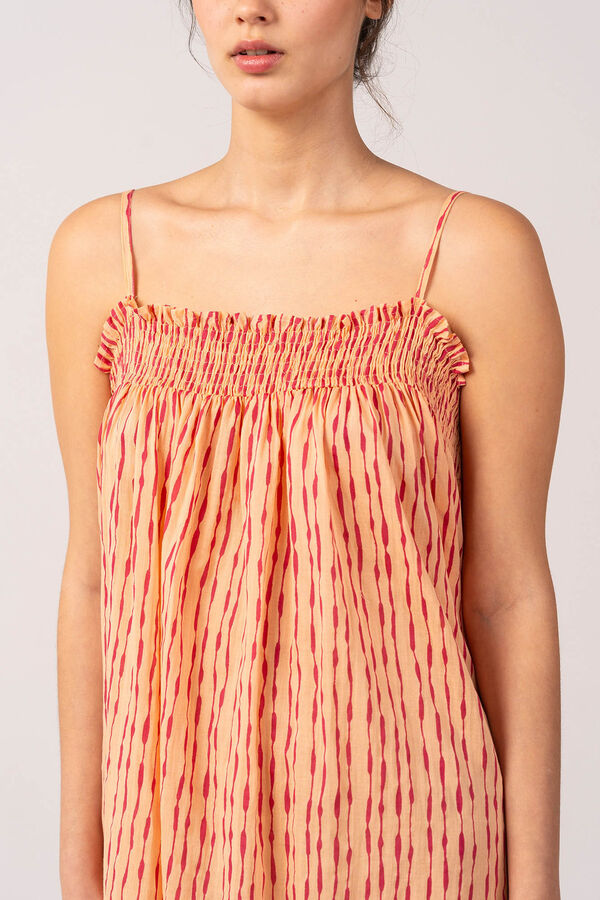 Abbacino Vestido playero de mujer de algod&oacute;n con estampado &eacute;tnico naranja