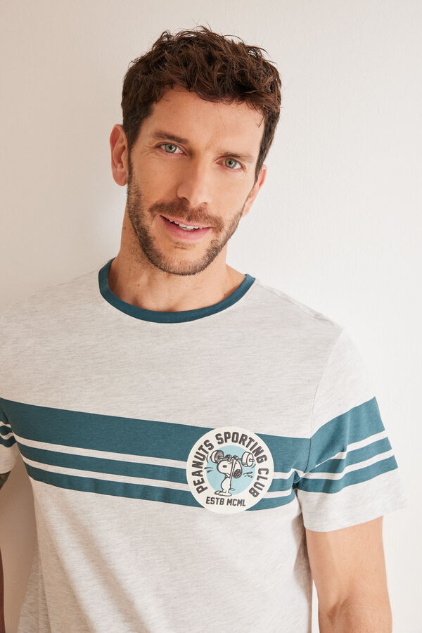 Women'secret Pijama corto hombre 100% algod&oacute;n Snoopy gris