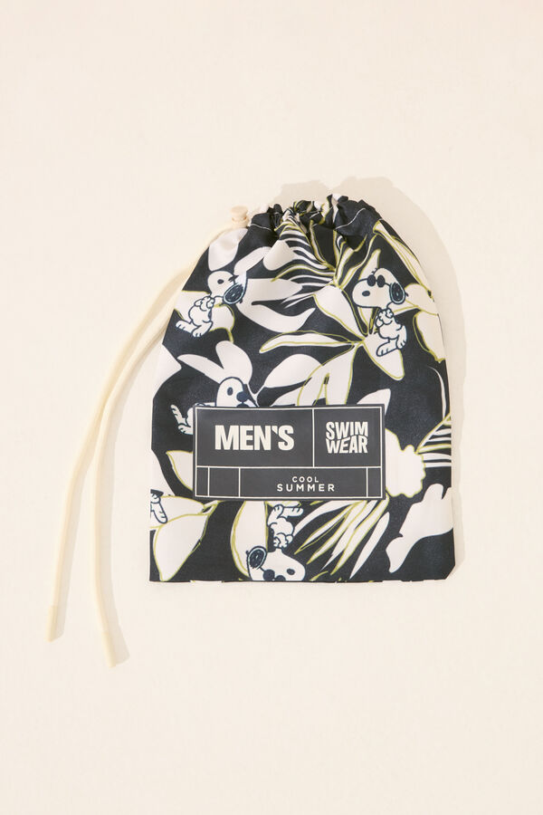 Women'secret Ba&ntilde;ador hombre print tropical Snoopy negro