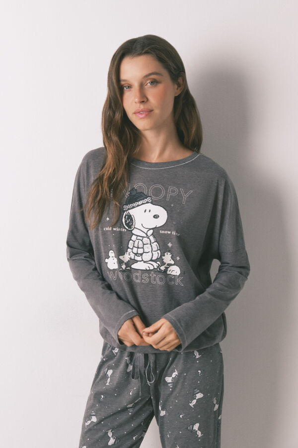 Women'secret Pijama largo Snoopy gris