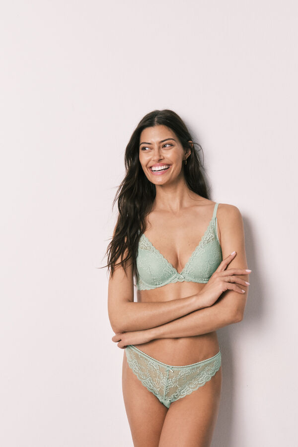 Women'secret Soutien halter com enchimento em renda verde INTUITIVE verde