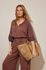 Women'secret Bolso playa capazo flecos nude