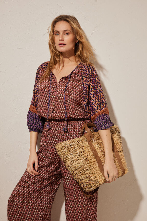 Women'secret Bolso playa capazo flecos nude