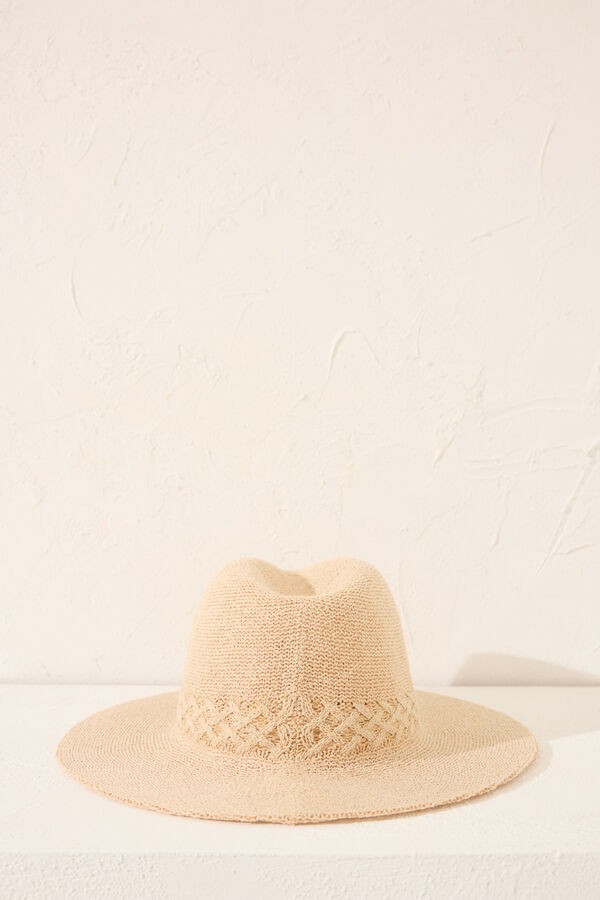 Women'secret Sombrero algodonero trenzado brillo nude