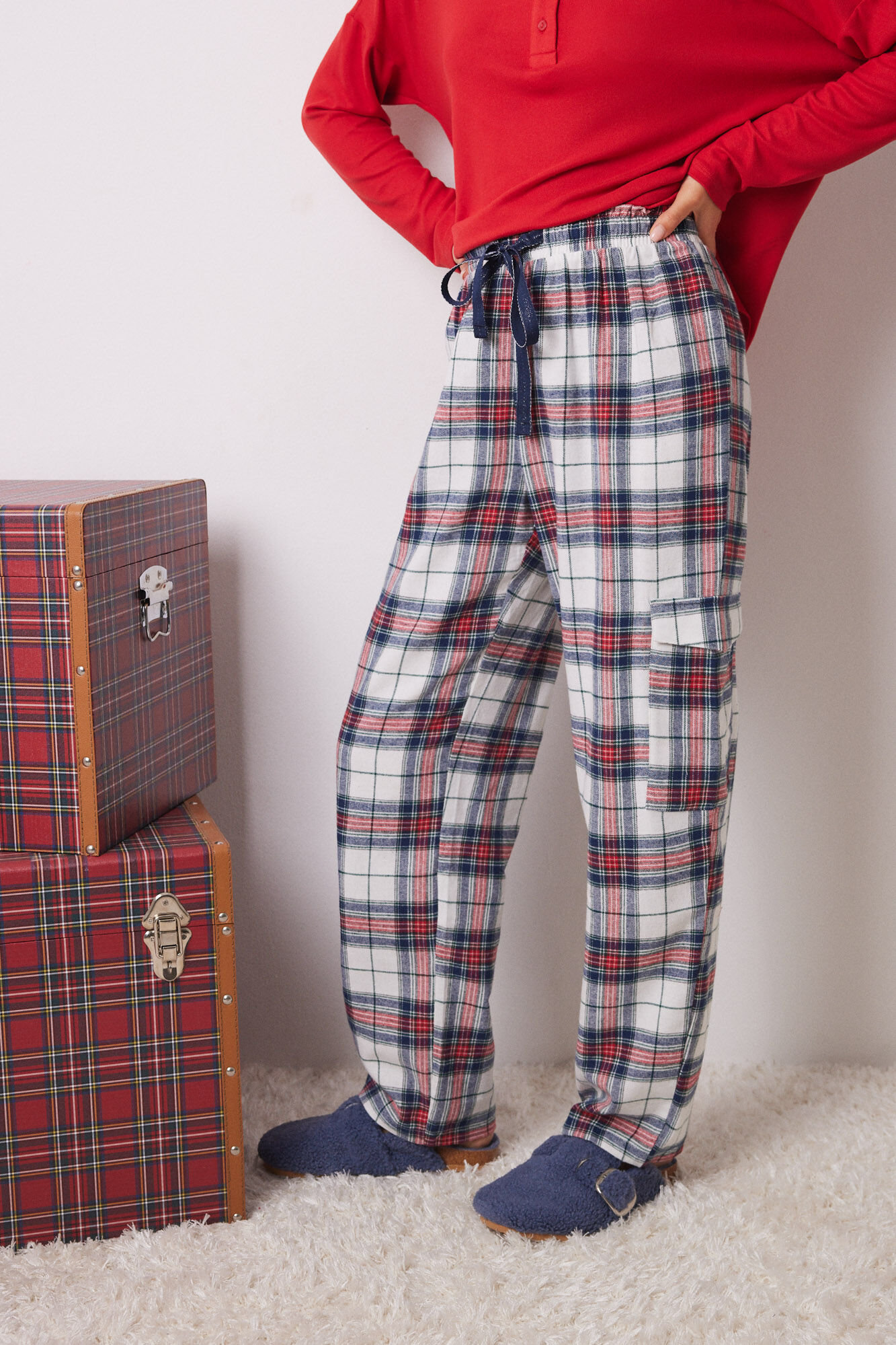 Women'secret Pantal&oacute;n cargo 100% algod&oacute;n cuadros