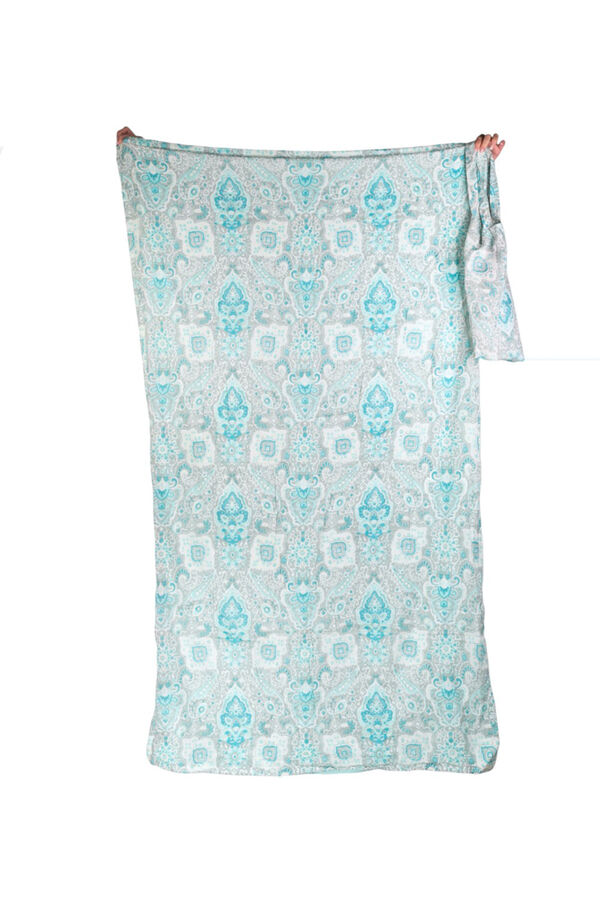 Kbas Pareo de toalha de algod&atilde;o com mala de flores azul