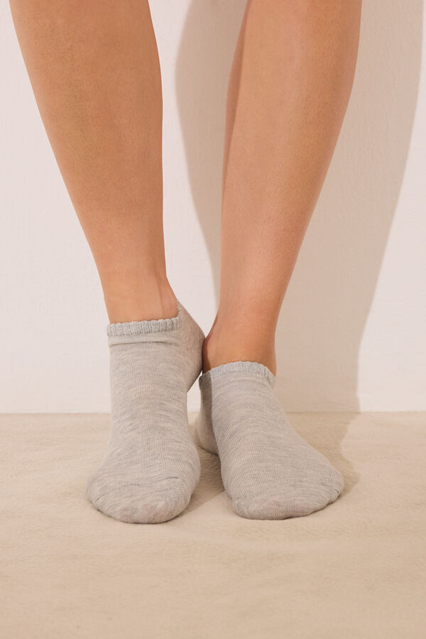 Women'secret Pacote de 3 meias curtas de lurex cinza cinzento