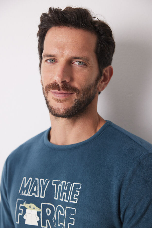 Women'secret Pijama largo hombre polar "Grogu" azul