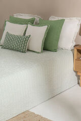 Textura Colcha bicolor algod&oacute;n. Cama 80-90cm. verde