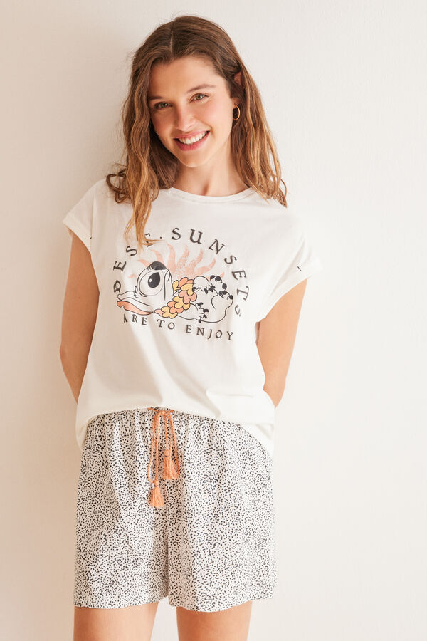 Women'secret Short 100% cotton ivory Stitch pyjamas bege