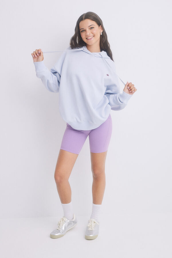 HI&BYE Sudadera capucha felpa azul logo azul