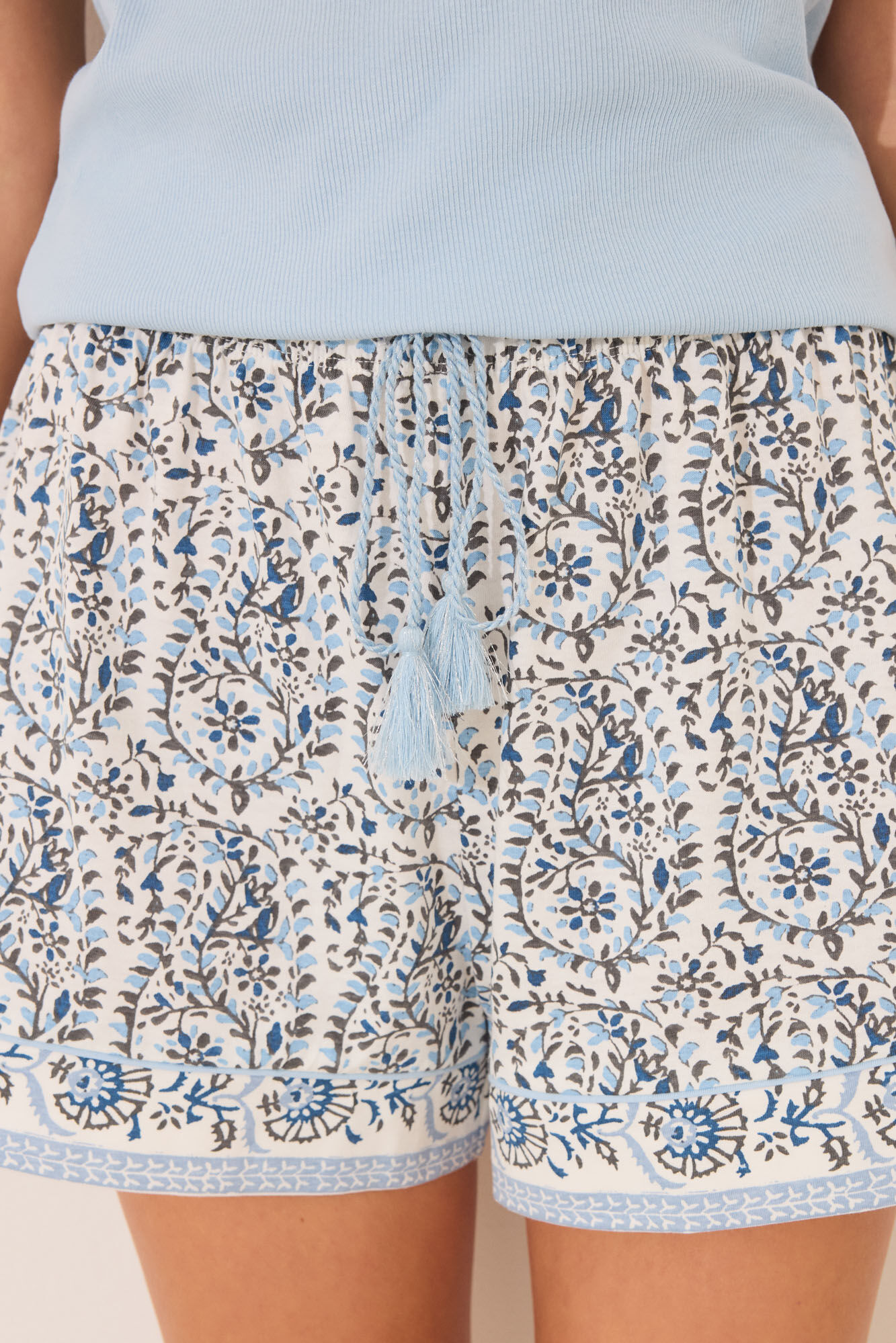 Women'secret Pijama curto com al&ccedil;as em algod&atilde;o paisley azul