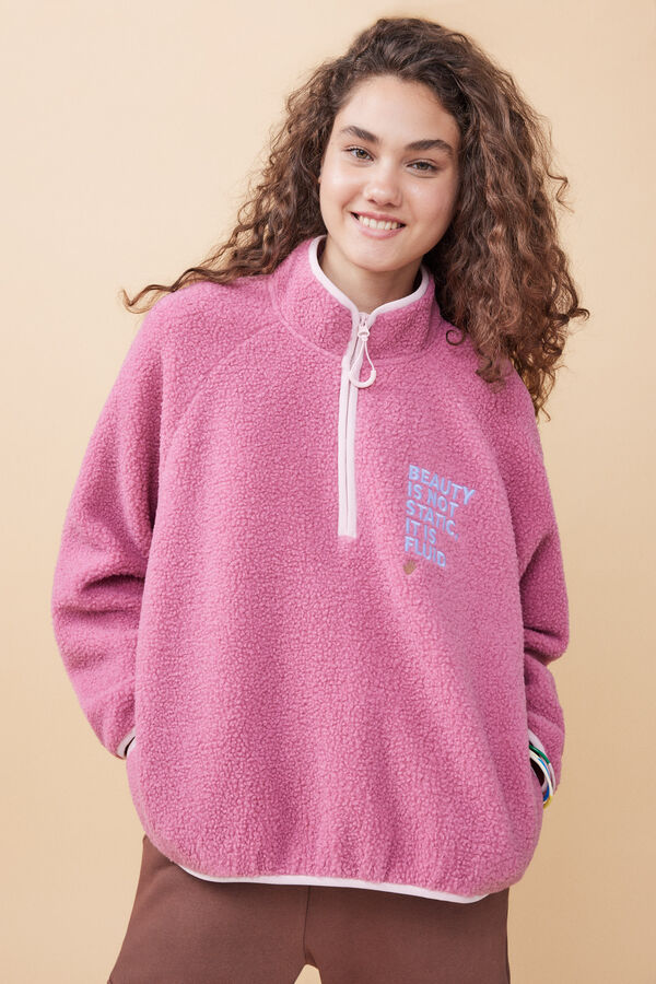 Womensecret Sweatshirt curta borrego rosa rosa