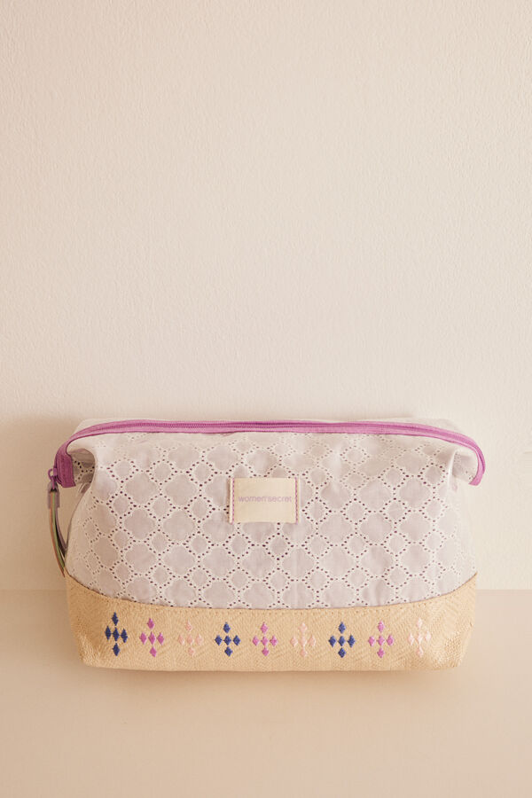 Women'secret Neceser mediano bordado suizo  kaki