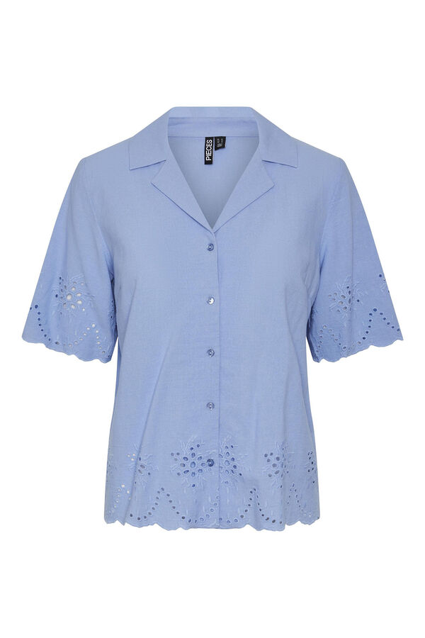 Pieces Camisa mulher 100% Algodão. Manga curta. azul