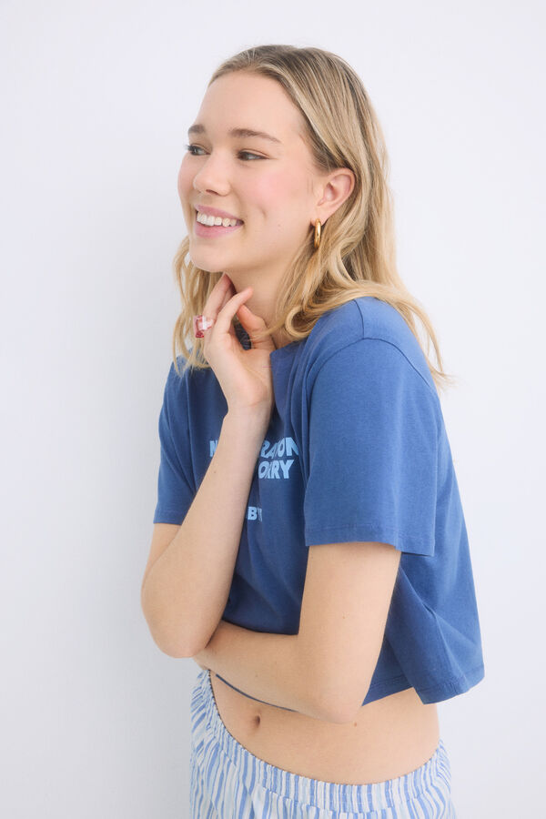 HI&BYE Pijama 100% algodão riscas azul azul