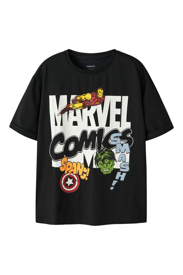 Name it T-shirt manga curta Marvel de menino preto