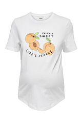 Only Maternity Camiseta manga corta premam&aacute;, 100% algod&oacute;n y dise&ntilde;o frontal. blanco