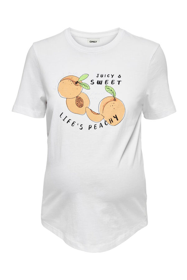 Only Maternity Camiseta manga corta premam&aacute;, 100% algod&oacute;n y dise&ntilde;o frontal. blanco