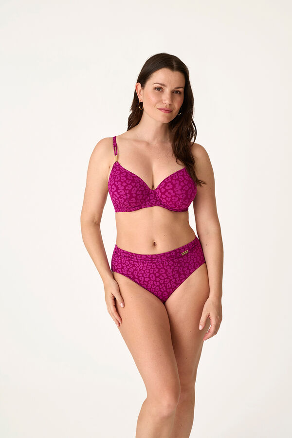Promise Top de biqu&iacute;ni com aros estampado animal rosa