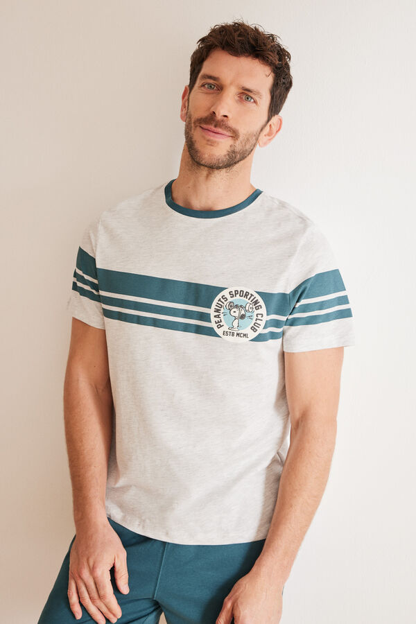 Women'secret Pijama corto hombre 100% algod&oacute;n Snoopy gris