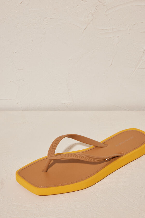 Women'secret Chanclas mujer punta cuadrada amarillo