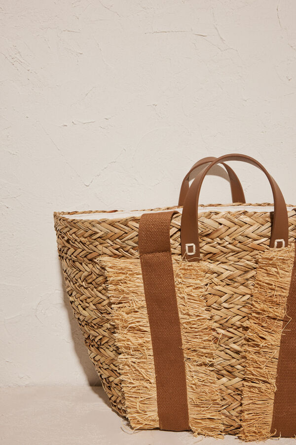 Women'secret Bolso playa capazo flecos nude