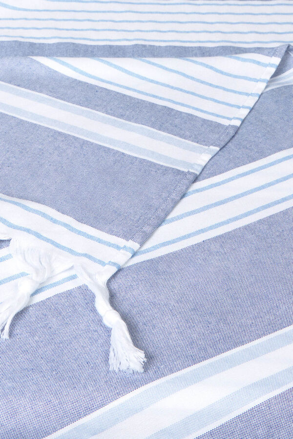 Textura Toalla pareo algod&oacute;n rayas azul