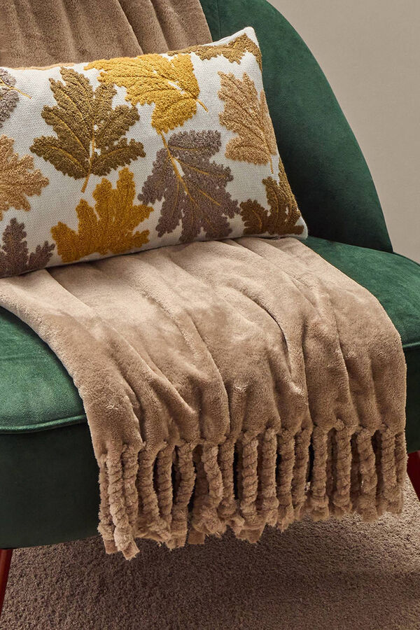 Textura Manta polar flecos marr&oacute;n