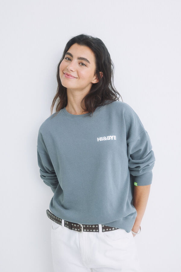 HI&BYE Sweatshirt com logo cinza cinzento