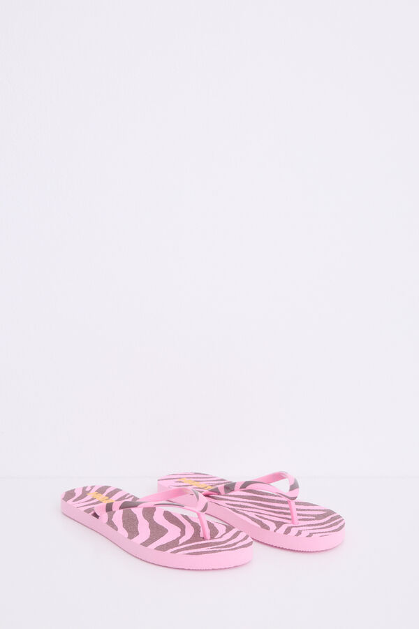 HI&BYE Chanclas print cebra rosa logo rosa
