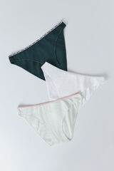 HI&BYE Pack 3 bragas cl&aacute;sicas verde, blanco, verde claro blanco