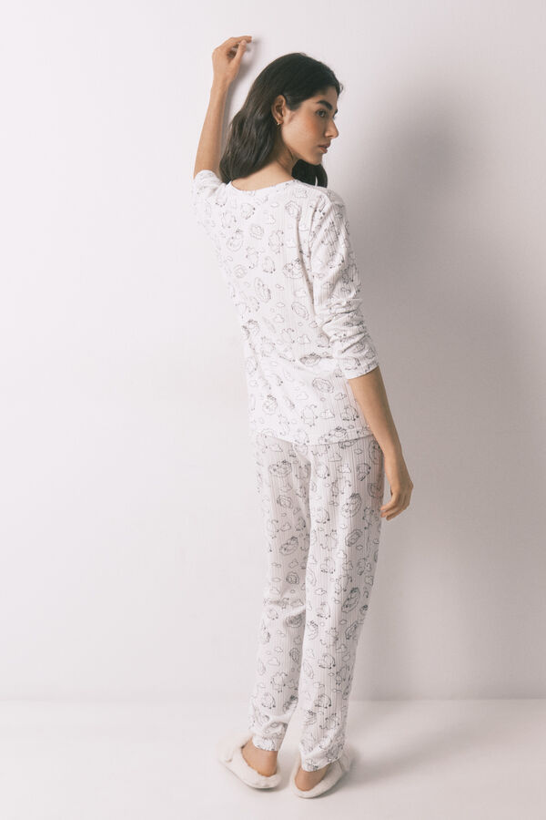 Women'secret Pijama largo canal&eacute; soft blanco estampado Moomin blanco