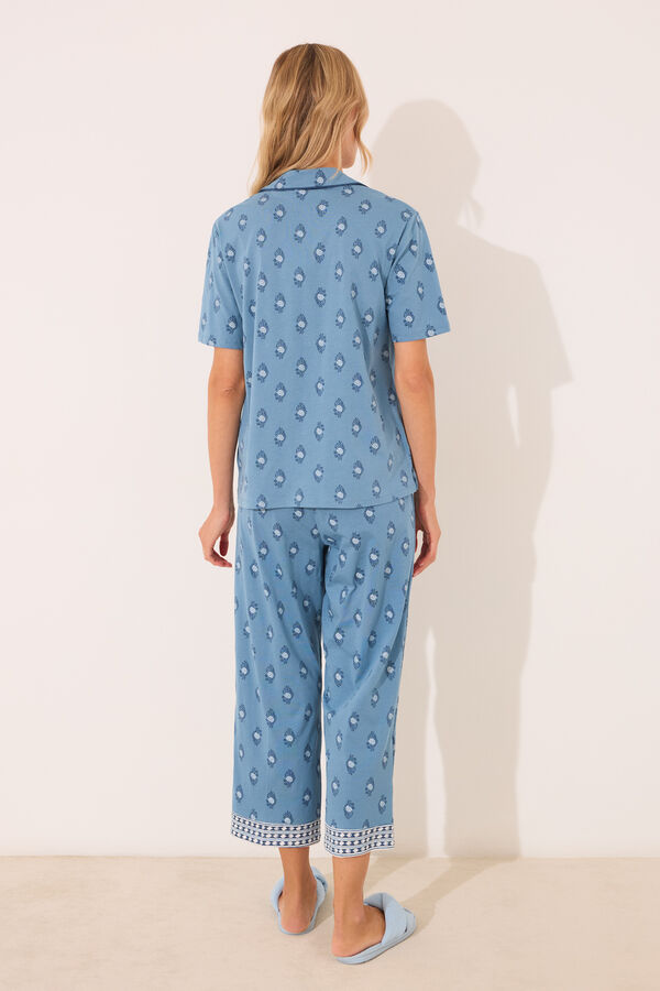 Women'secret Pijama camiseiro capri 100% algodão paisley azul