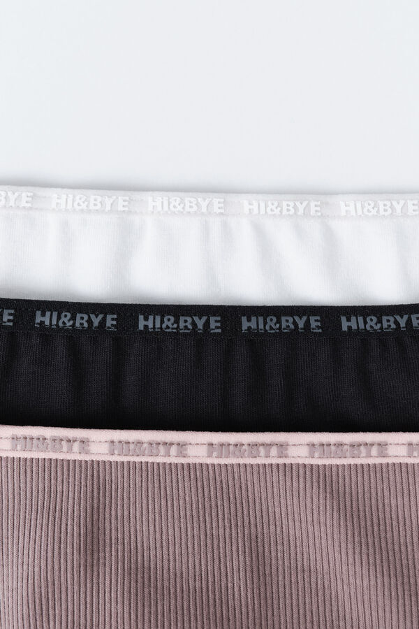 HI&BYE Pacote com 3 cuecas cl&aacute;ssicas em branco, preto e marrom estampado