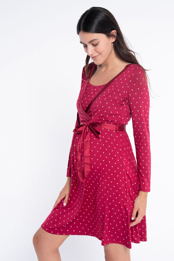 Ohma! Camis&oacute;n lactancia m/l estampado corbater burdeos