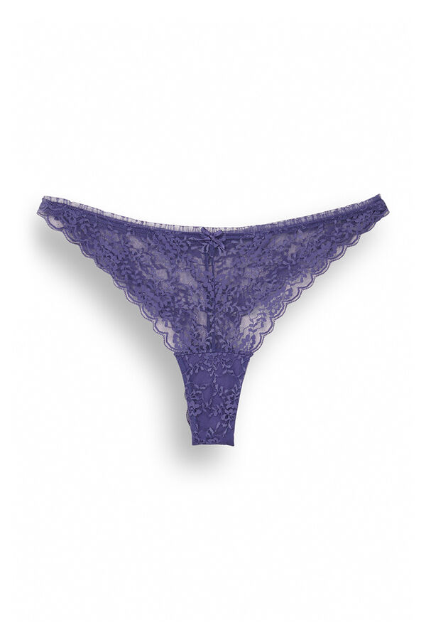 Women'secret Tanga cl&aacute;sica encaje azul azul