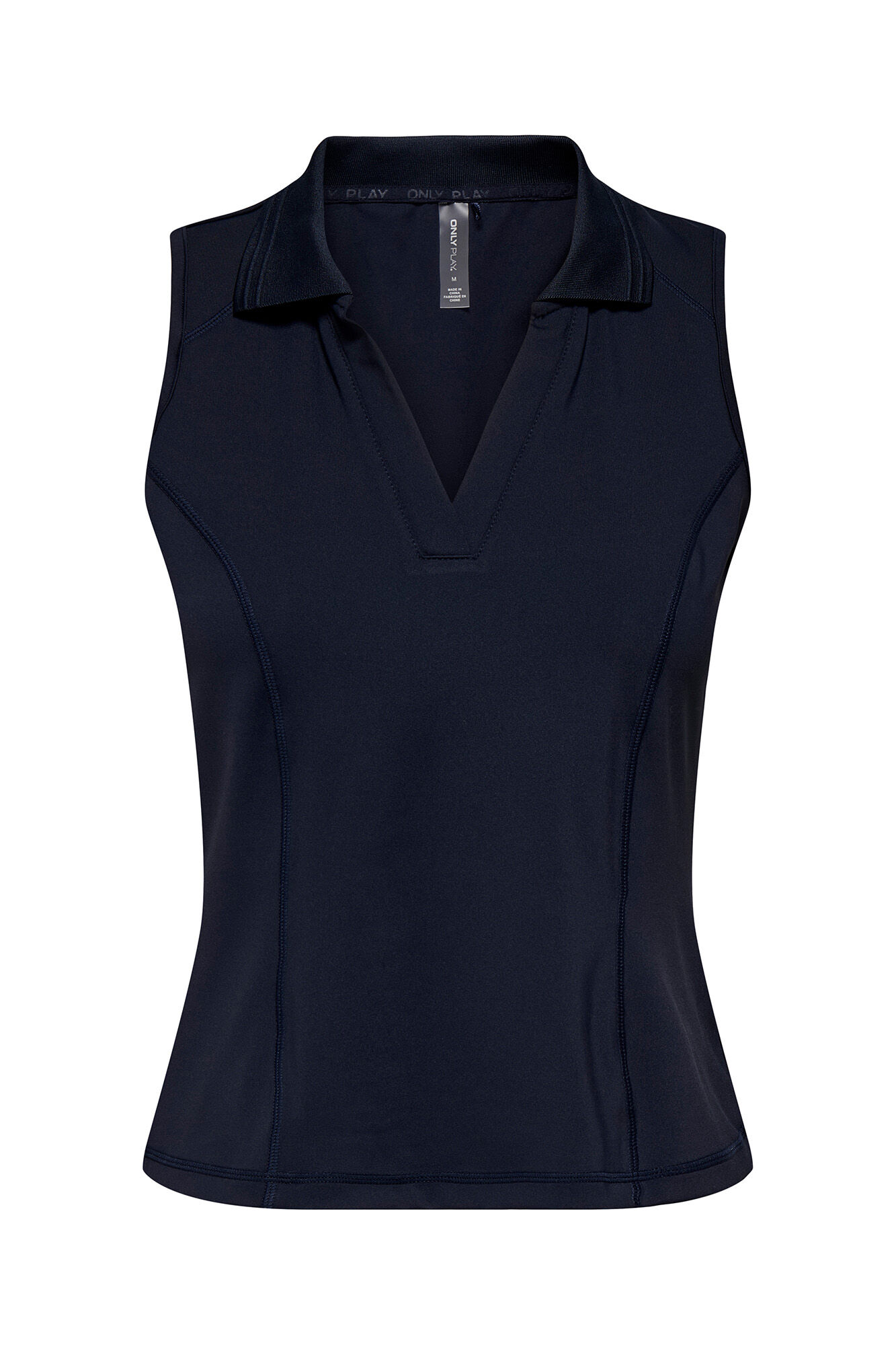 Only Play Polo t&eacute;cnico mangas com gola em bico 