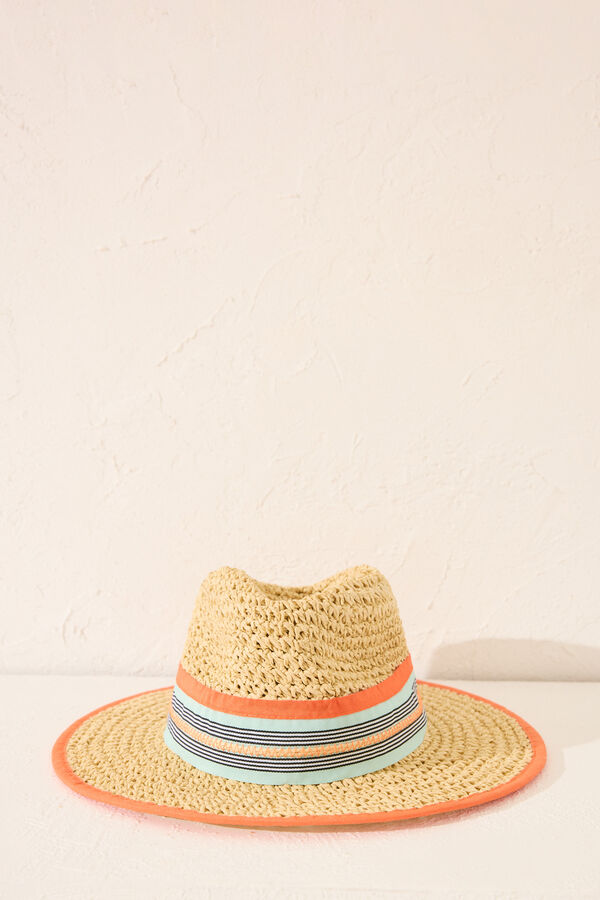 Women'secret Sombrero peque&ntilde;o rafia multicolor nude