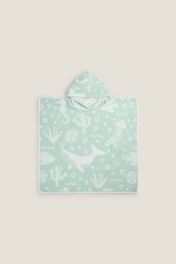 Textura Toalla poncho mundo marino turquesa