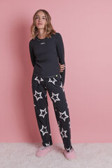 HI&BYE Pijama comprido com estrelas cinzento