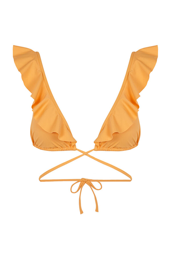 Womensecret Top bikini triangular volantes naranja
