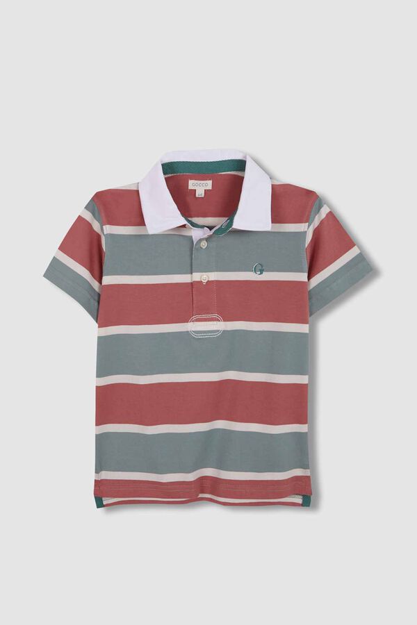 Gocco Polo de rayas tricolor verde verde