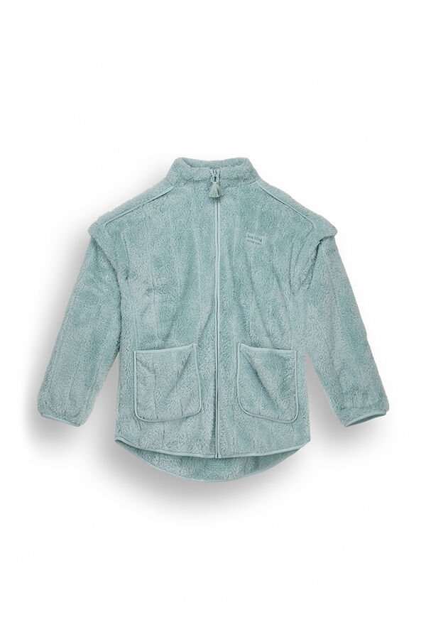 Women'secret Robe curto de pele verde fofo verde