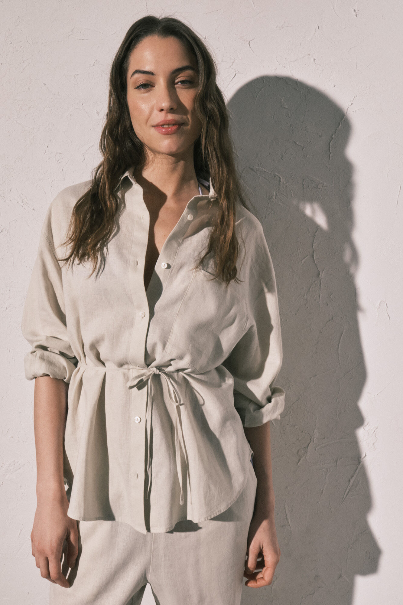 Women'secret Camisa manga larga lino blanca